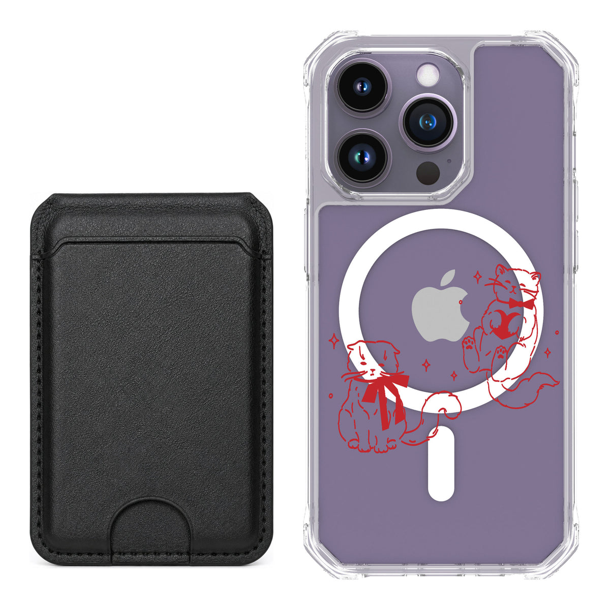Scooch MagCase Cupid's Cats for iPhone 14 Pro — Black MagWallet Bundle