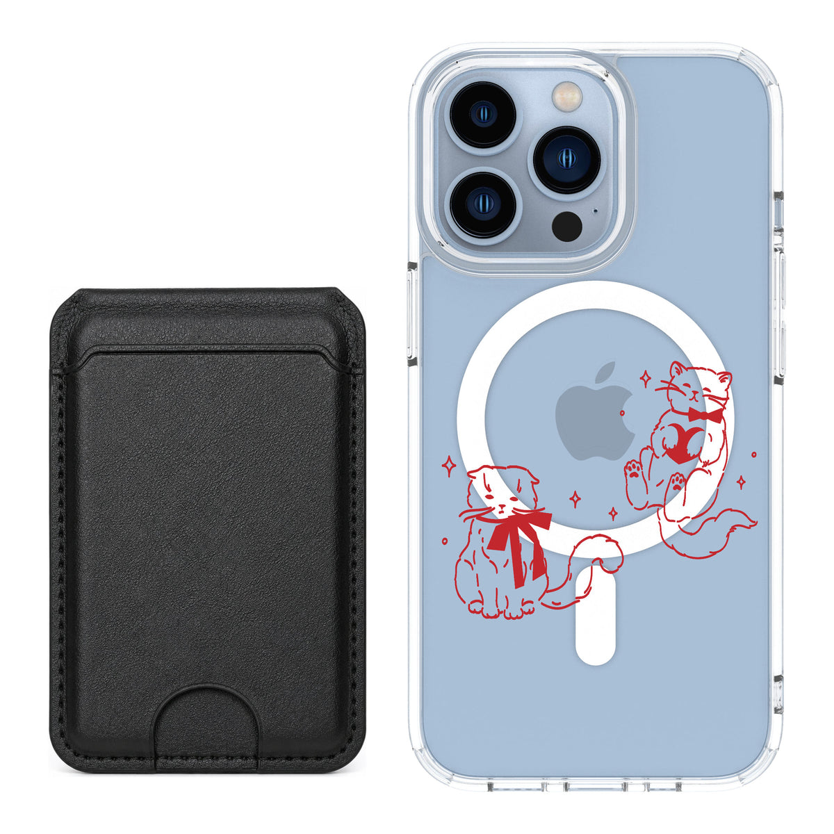 Scooch MagCase Cupid's Cats for iPhone 13 Pro — Black MagWallet Bundle