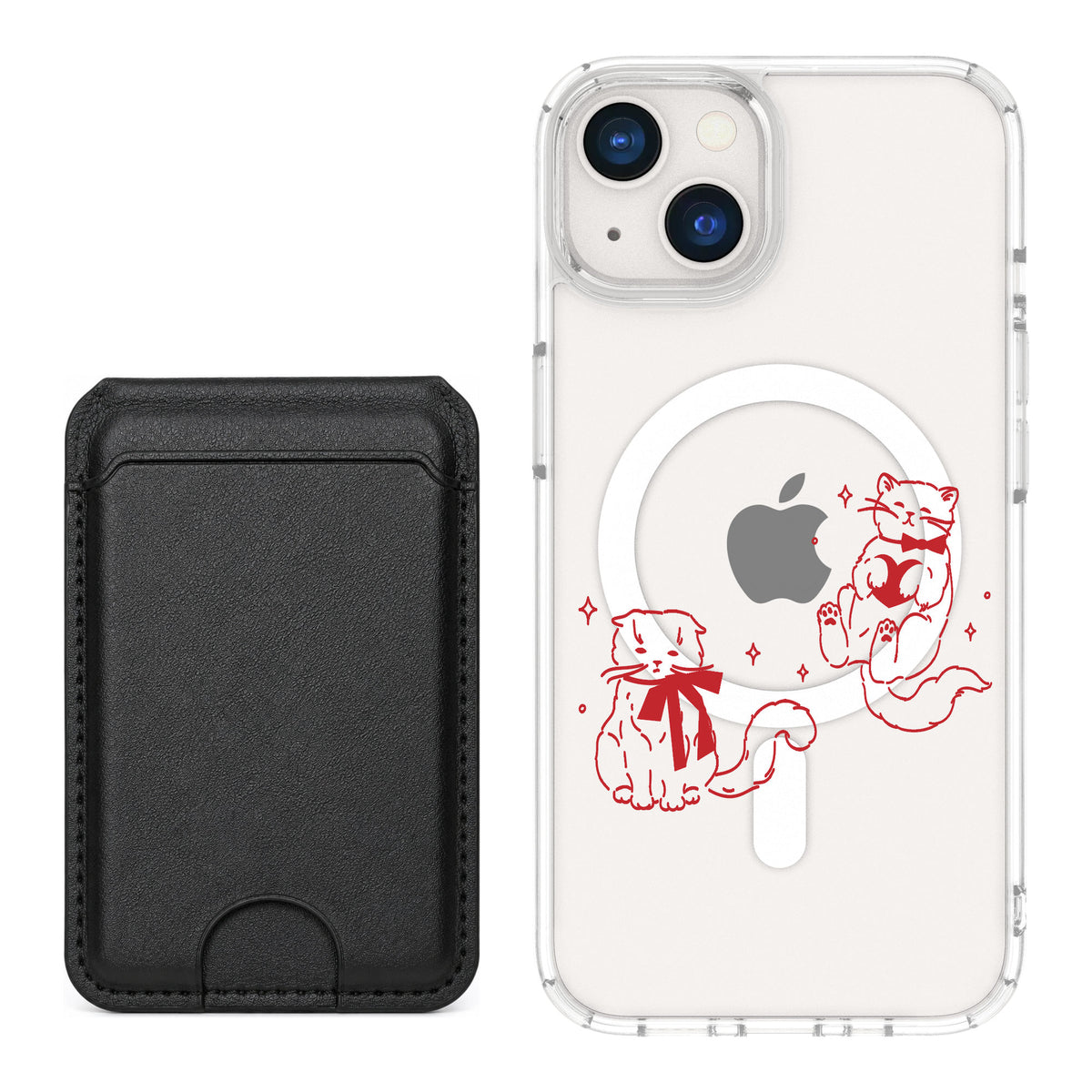Scooch MagCase Cupid's Cats for iPhone 13 — Black MagWallet Bundle
