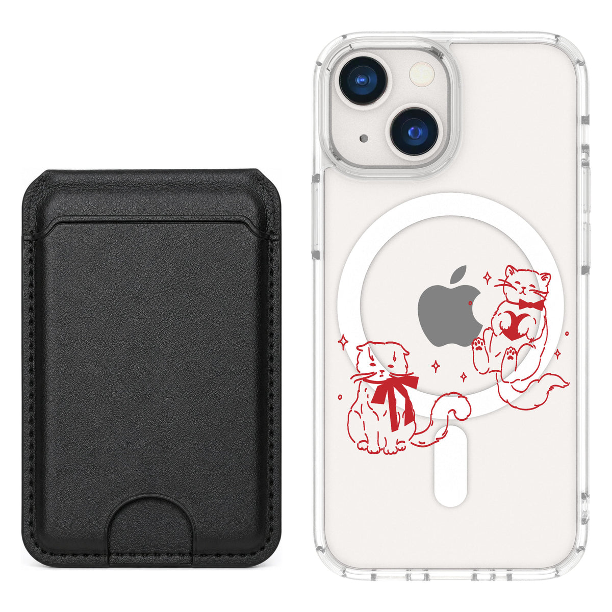 Scooch MagCase Cupid's Cats for iPhone 13 mini — Black MagWallet Bundle