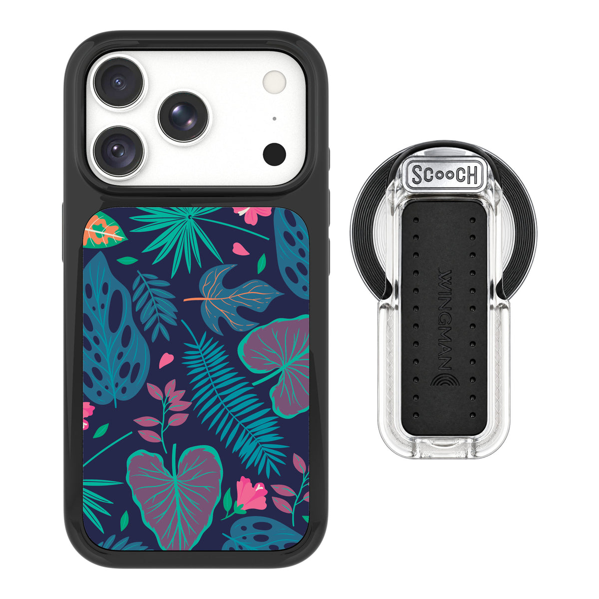 Scooch MagCase Tropical Leaves for iPhone 18 Pro — MagSafe Wingback Bundle - Clear