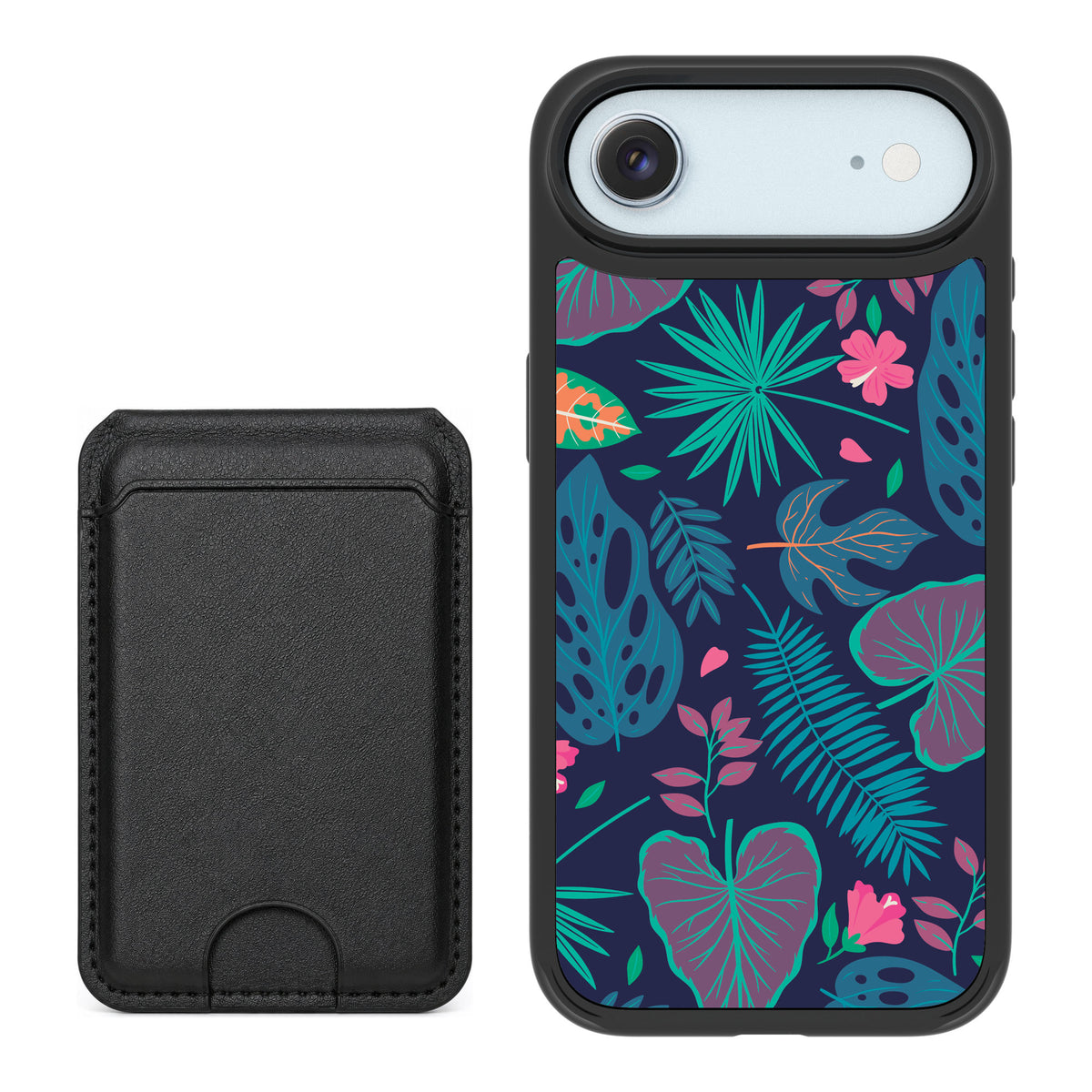 Scooch MagCase Tropical Leaves for iPhone Air — Black MagWallet Bundle