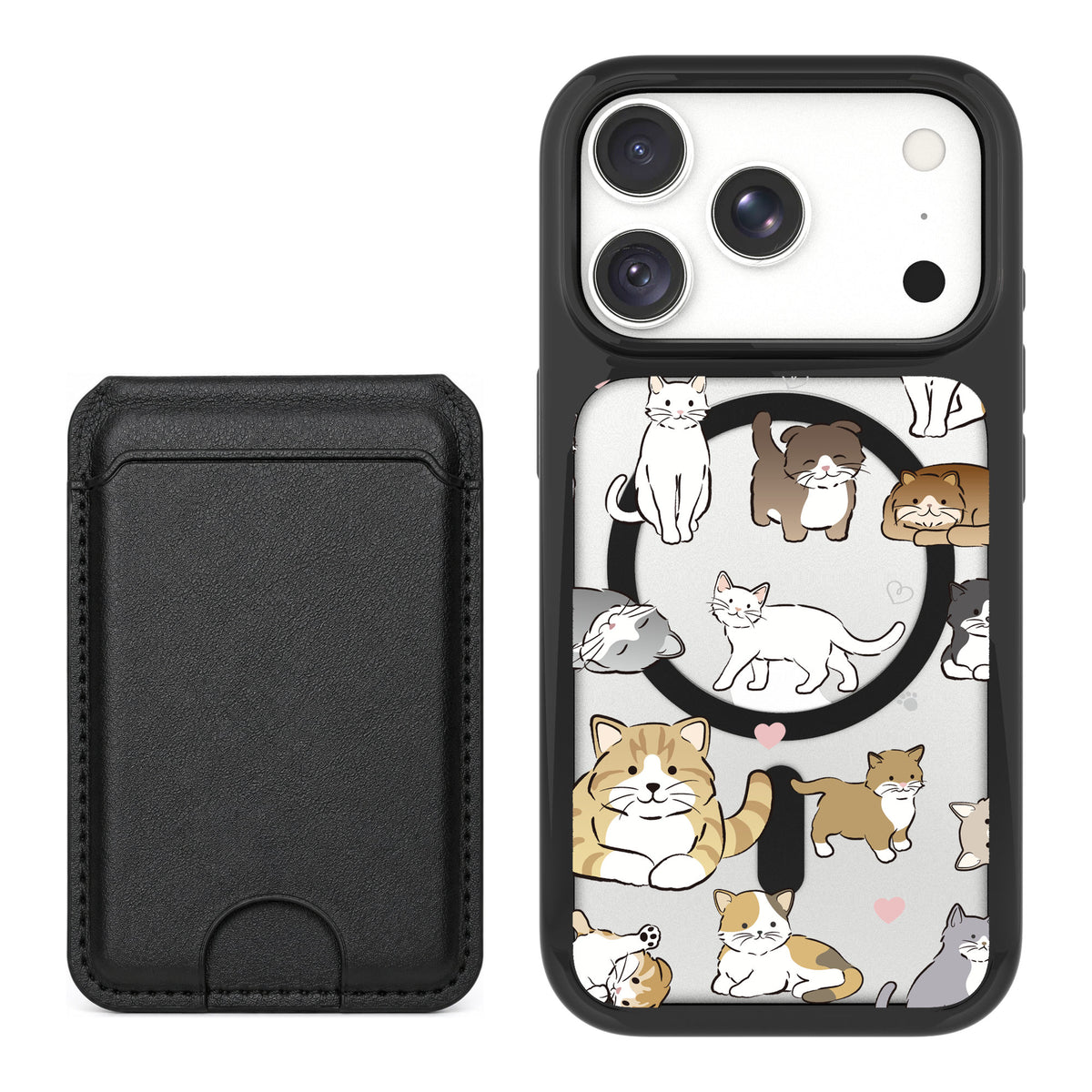 Scooch MagCase Cat Party for iPhone 18 Pro Max — Black MagWallet Bundle