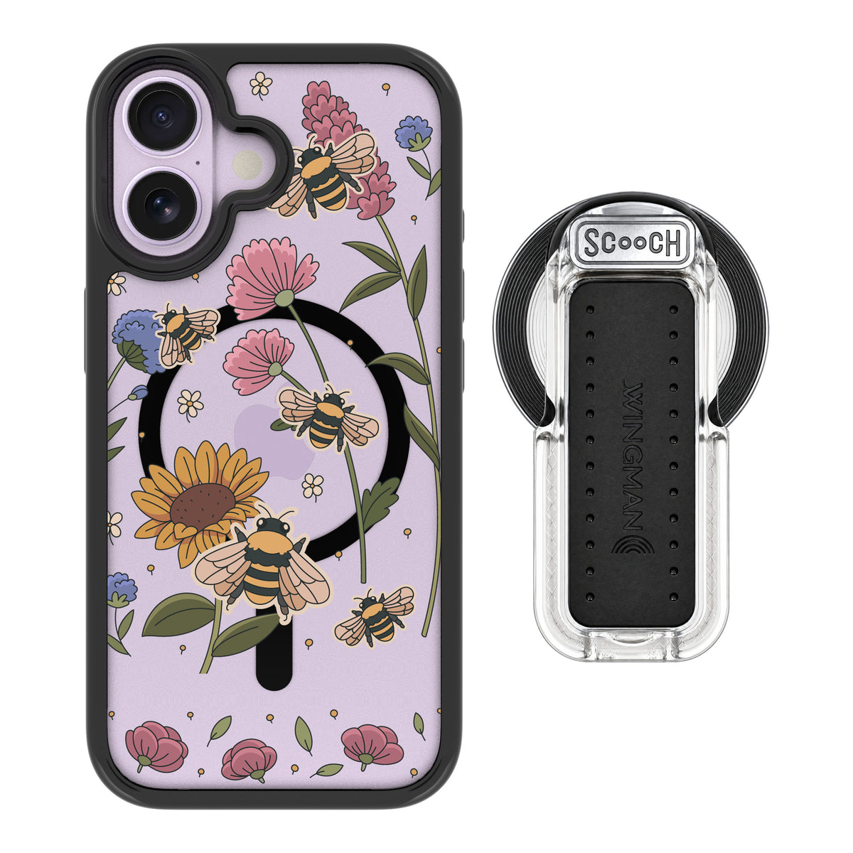 Scooch MagCase Bee Happy for iPhone 17 — MagSafe Wingback Bundle - Clear