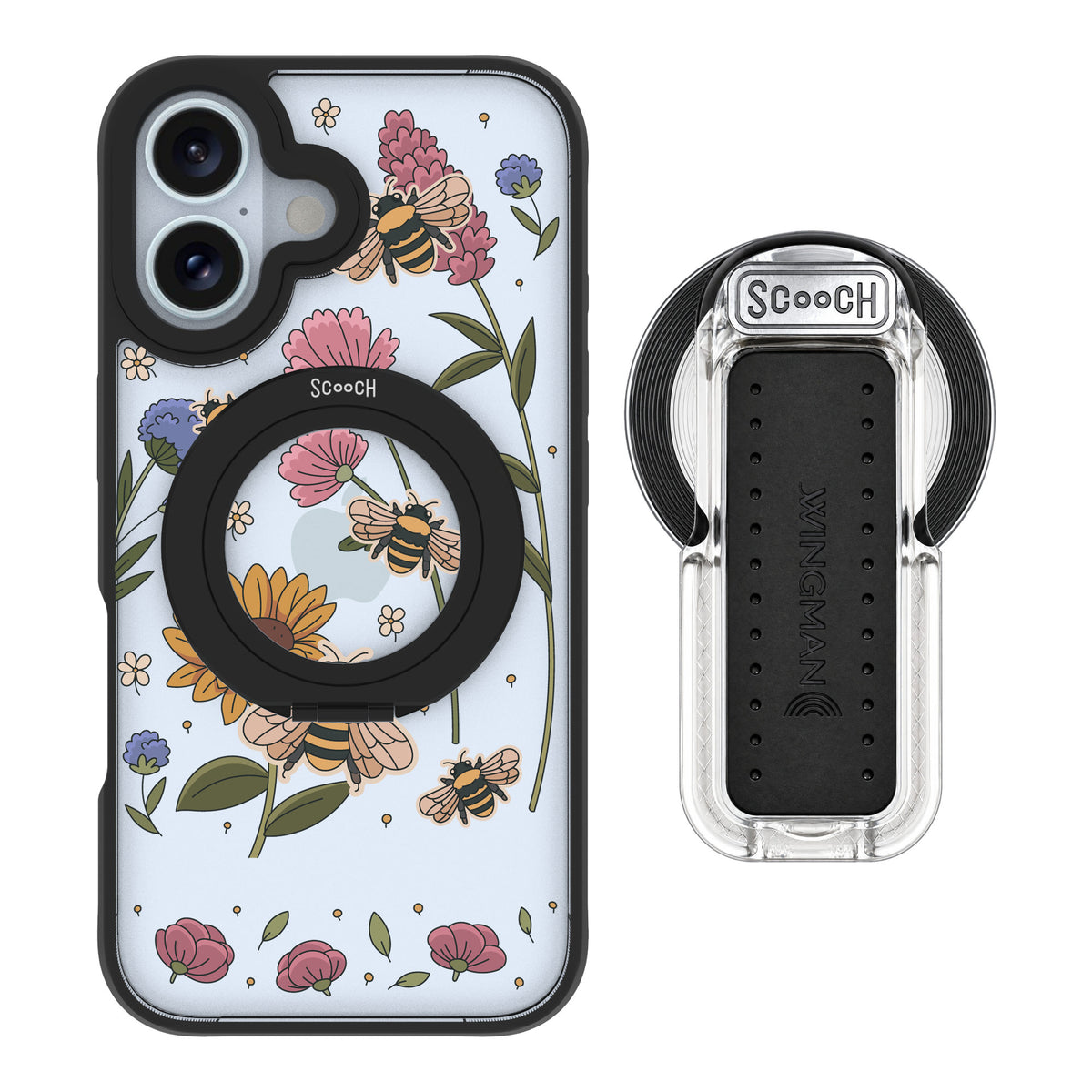 Scooch MagCase Bee Happy for iPhone 16 — MagSafe Wingback Bundle - Clear