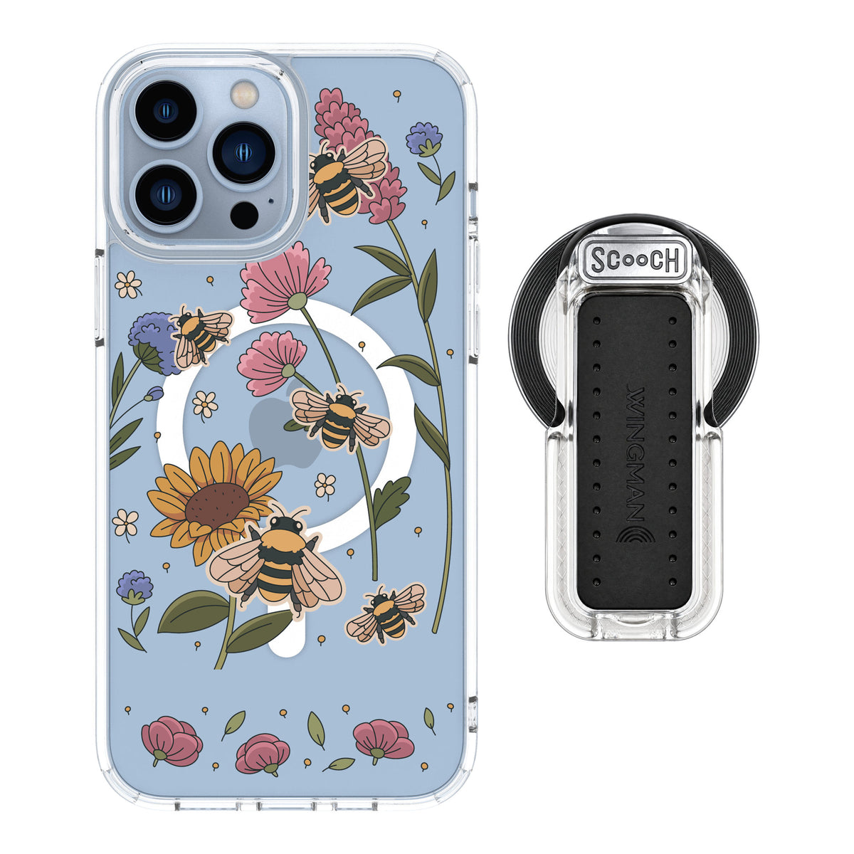 Scooch MagCase Bee Happy for iPhone 13 Pro Max — MagSafe Wingback Bundle - Clear