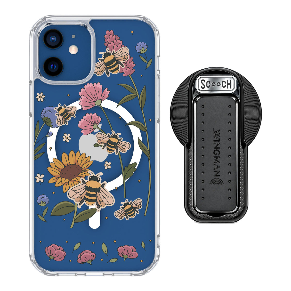 Scooch MagCase Bee Happy for iPhone 12 — MagSafe Wingback Bundle - Black