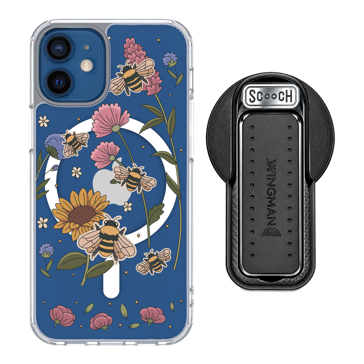 Scooch MagCase Bee Happy for iPhone 12 mini — MagSafe Wingback Bundle - Black