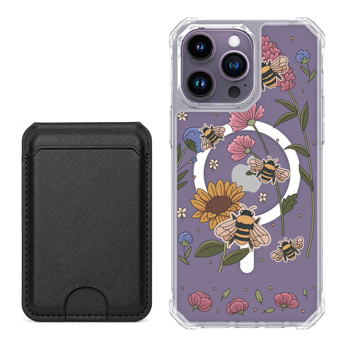Scooch MagCase Bee Happy for iPhone 14 Pro Max — Black MagWallet Bundle