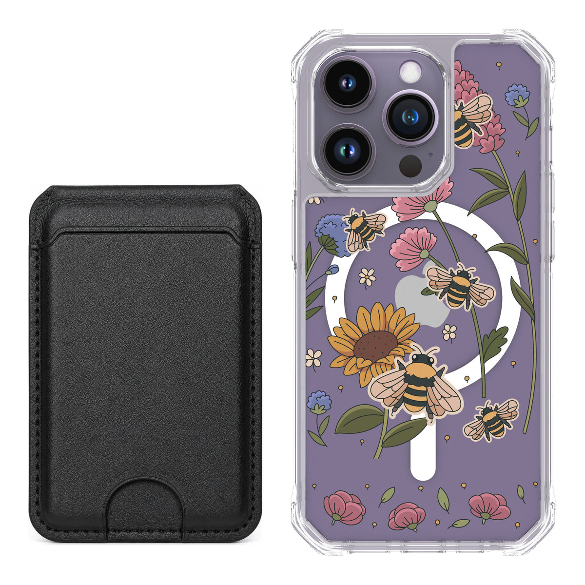 Scooch MagCase Bee Happy for iPhone 14 Pro — Black MagWallet Bundle
