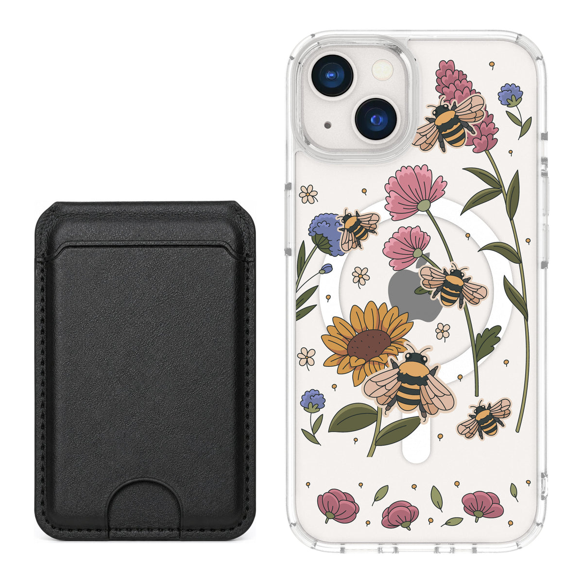 Scooch MagCase Bee Happy for iPhone 13 — Black MagWallet Bundle