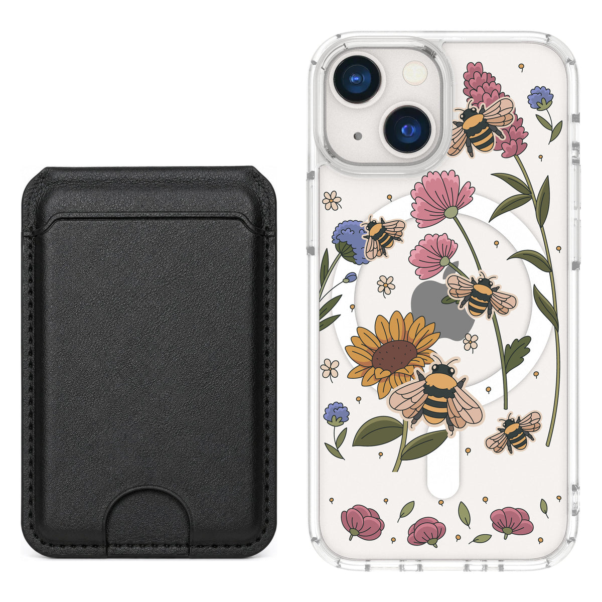 Scooch MagCase Bee Happy for iPhone 13 mini — Black MagWallet Bundle