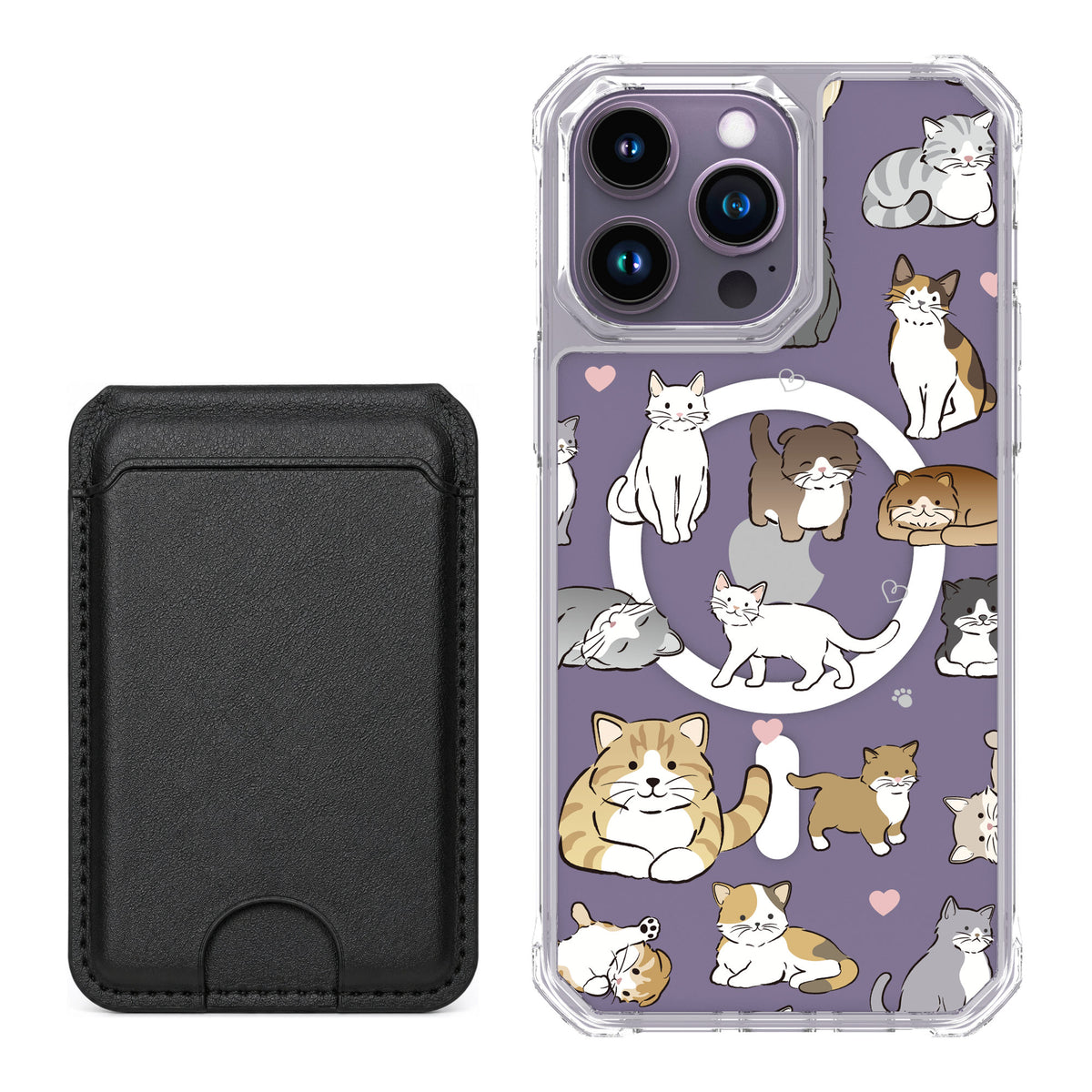 Scooch MagCase Cat Party for iPhone 14 Pro Max — Black MagWallet Bundle