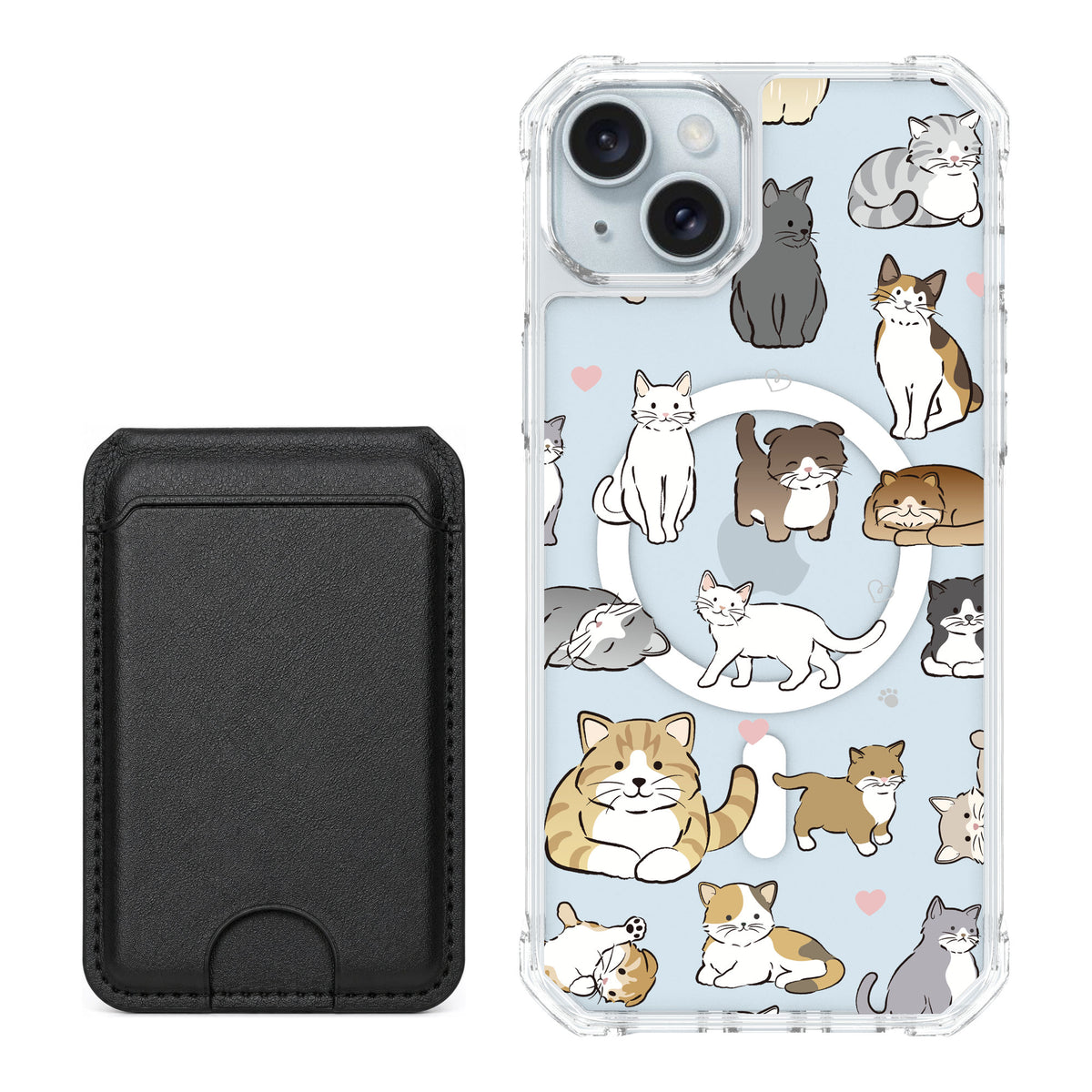 Scooch MagCase Cat Party for iPhone 14 Plus — Black MagWallet Bundle