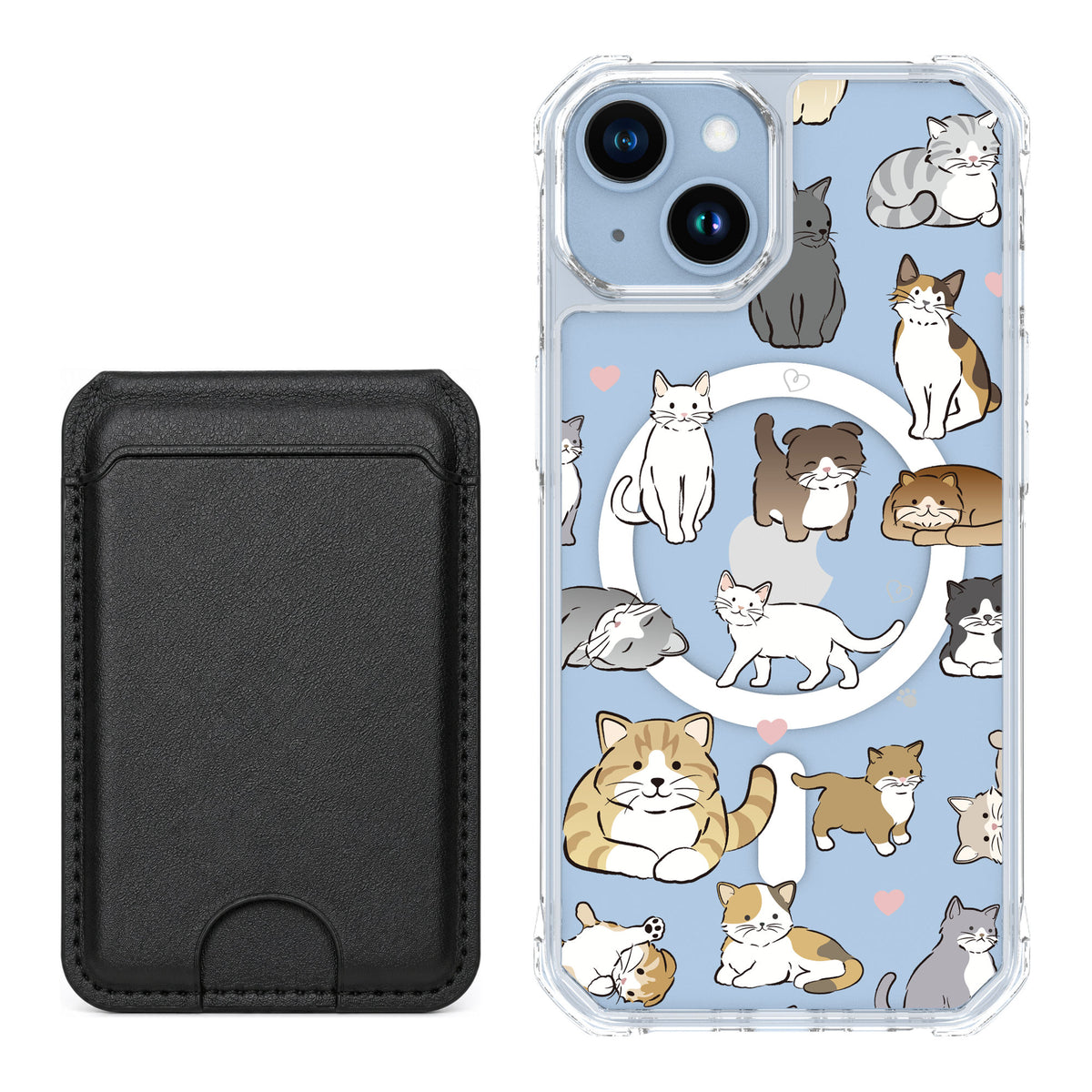 Scooch MagCase Cat Party for iPhone 14 — Black MagWallet Bundle