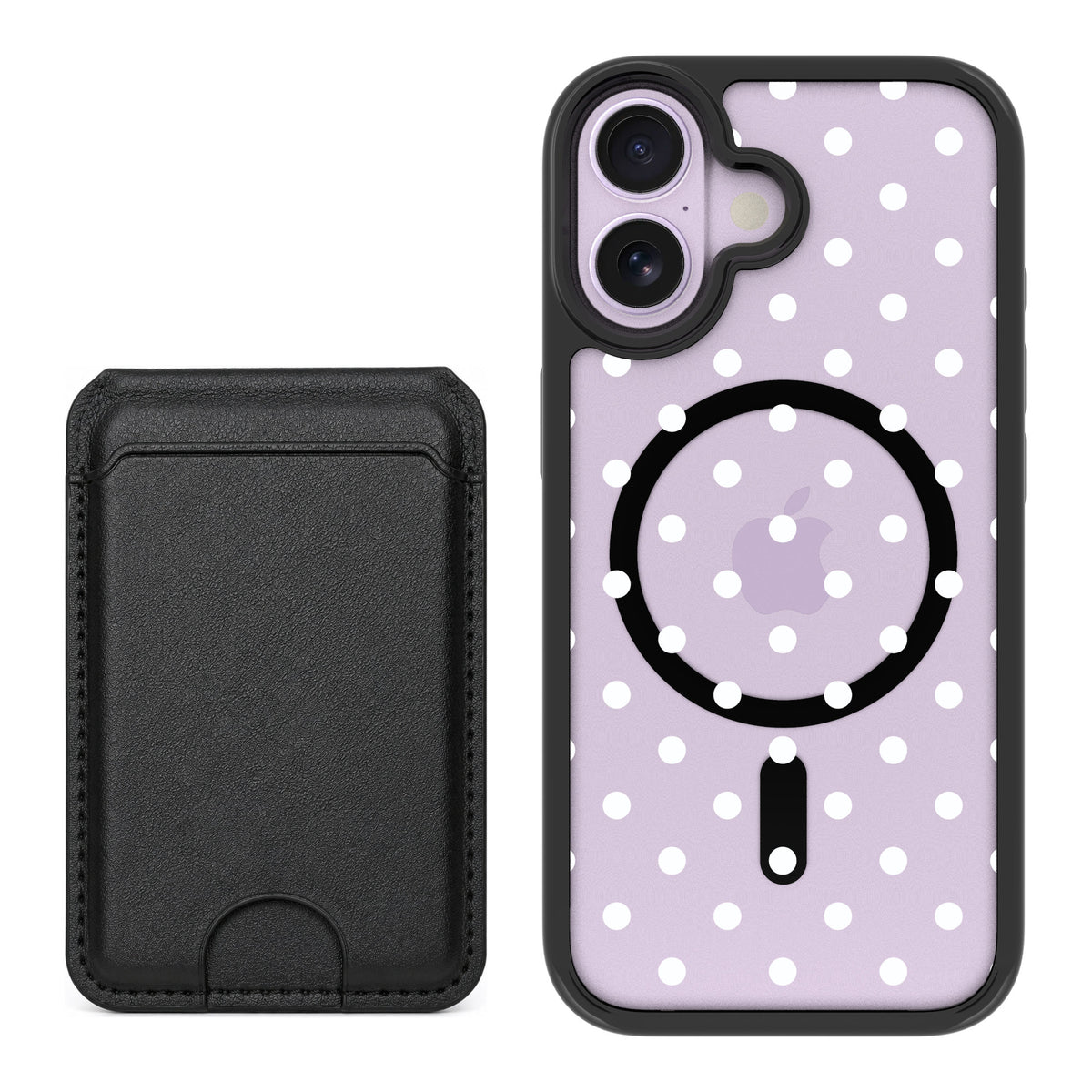 Scooch MagCase Polka Dots for iPhone 17 — Black MagWallet Bundle