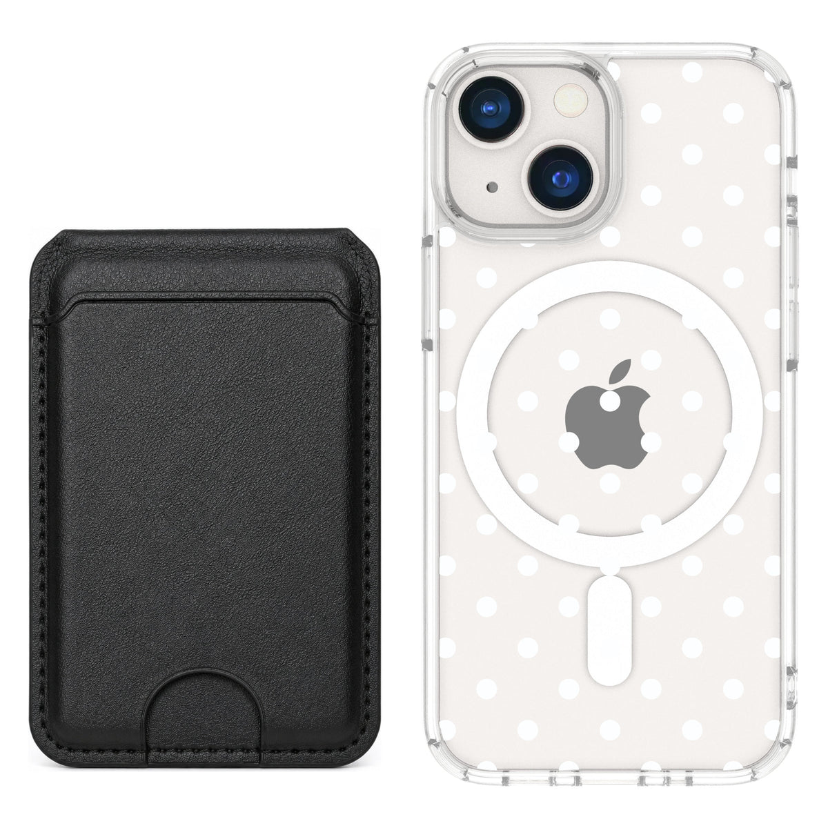 Scooch MagCase Polka Dots for iPhone 13 mini — Black MagWallet Bundle