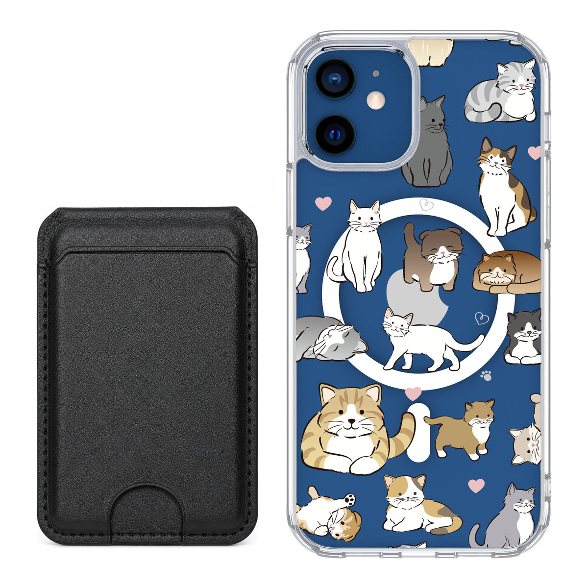 Scooch MagCase Cat Party for iPhone 12 — Black MagWallet Bundle