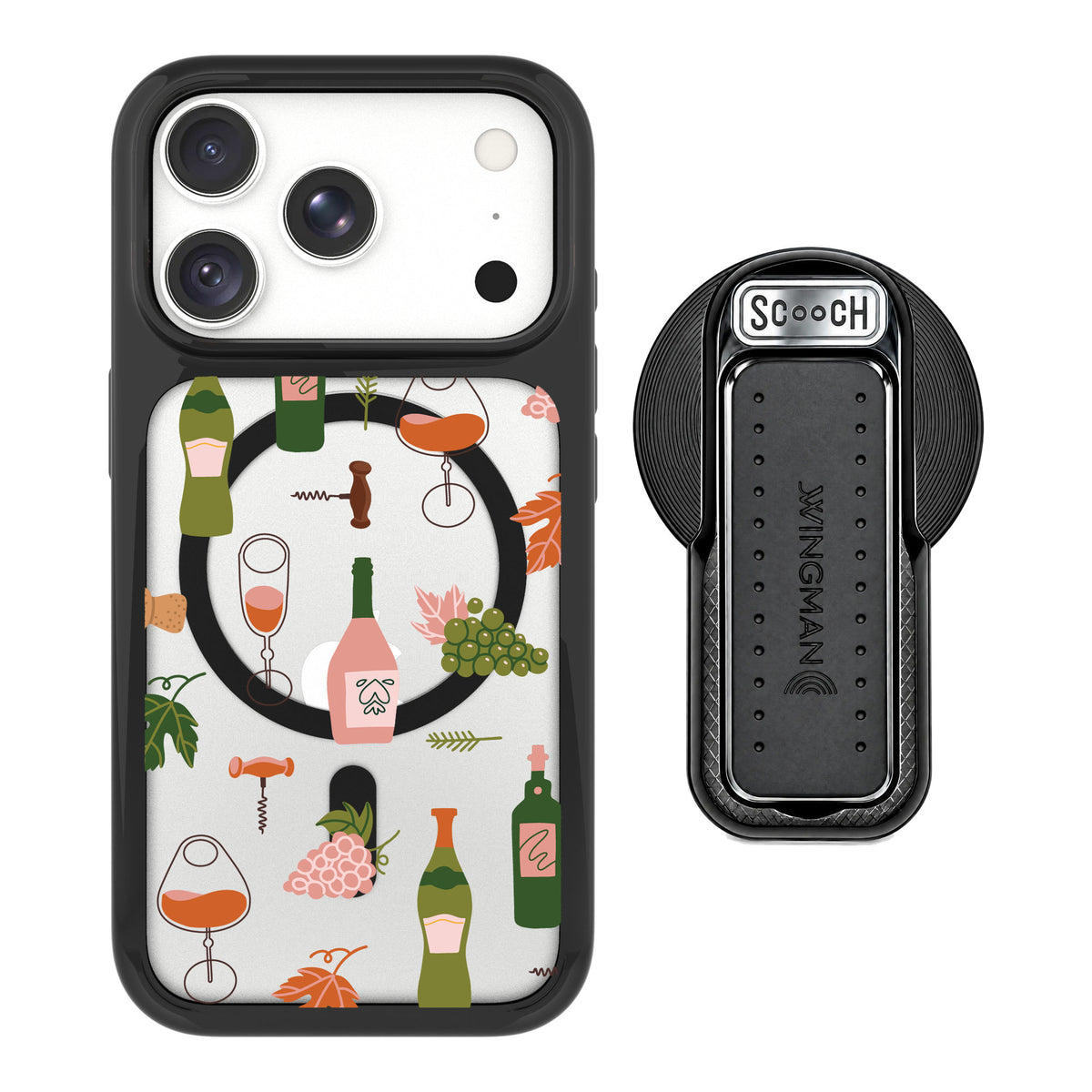 Scooch MagCase Vino Vibes for iPhone 18 Pro Max — MagSafe Wingback Bundle - Black