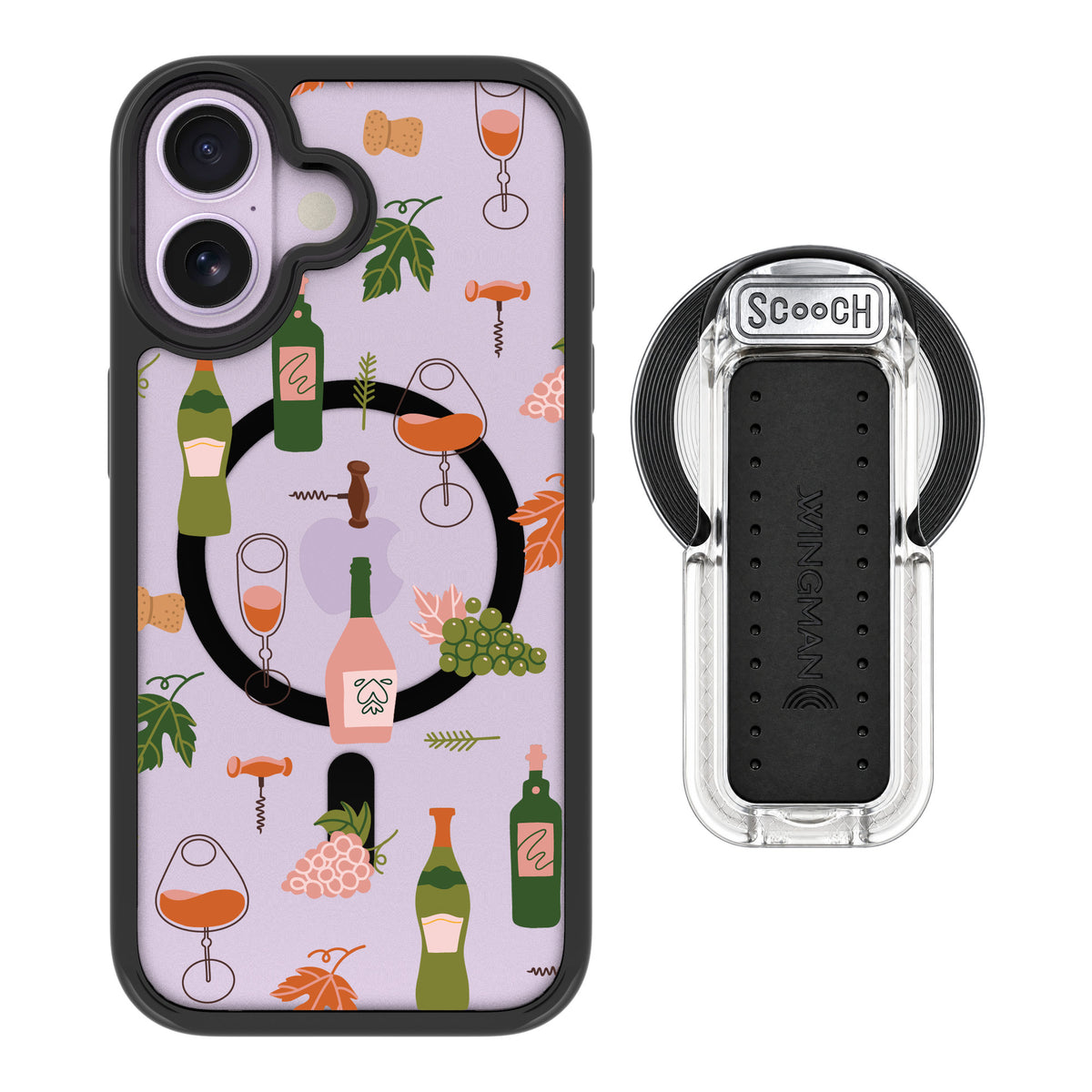 Scooch MagCase Vino Vibes for iPhone 17 — MagSafe Wingback Bundle - Clear