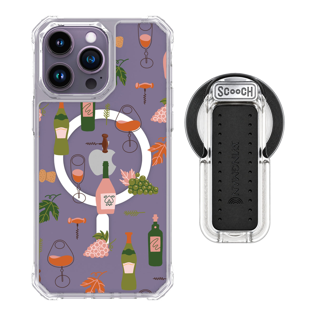 Scooch MagCase Vino Vibes for iPhone 14 Pro Max — MagSafe Wingback Bundle - Clear