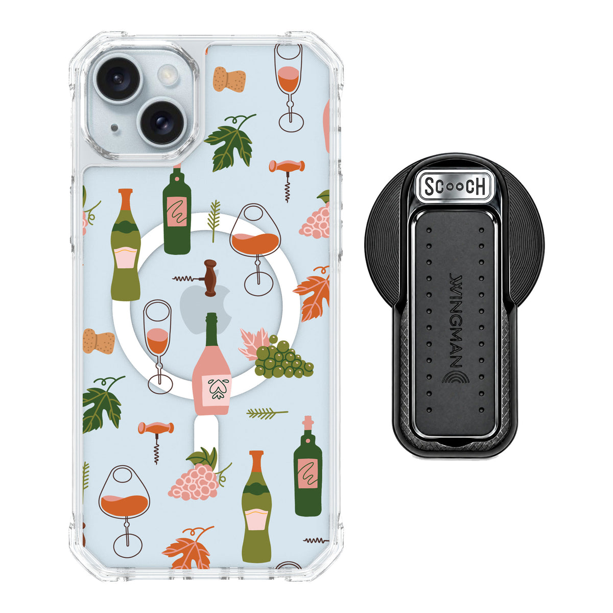 Scooch MagCase Vino Vibes for iPhone 14 Plus — MagSafe Wingback Bundle - Black