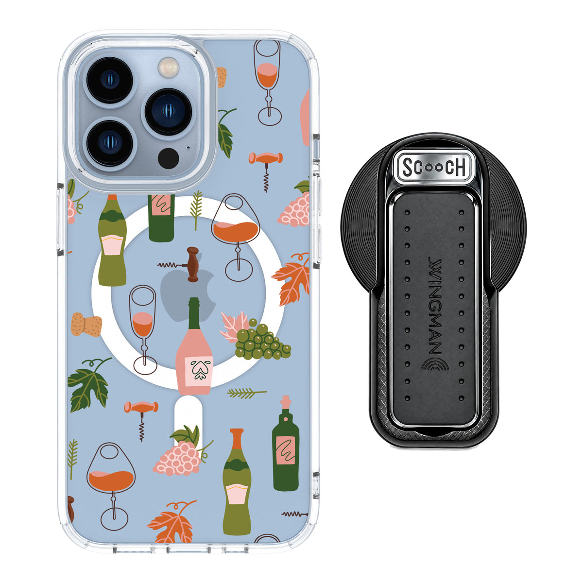Scooch MagCase Vino Vibes for iPhone 13 Pro — MagSafe Wingback Bundle - Black