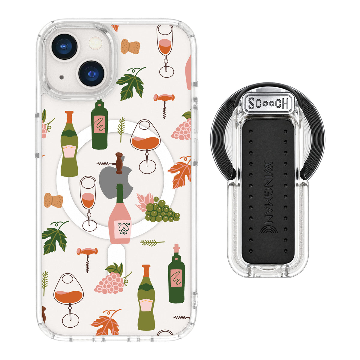 Scooch MagCase Vino Vibes for iPhone 13 — MagSafe Wingback Bundle - Clear