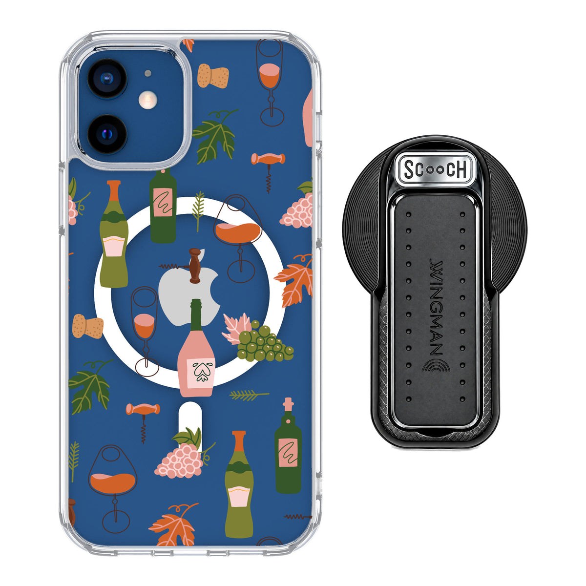 Scooch MagCase Vino Vibes for iPhone 12 — MagSafe Wingback Bundle - Black