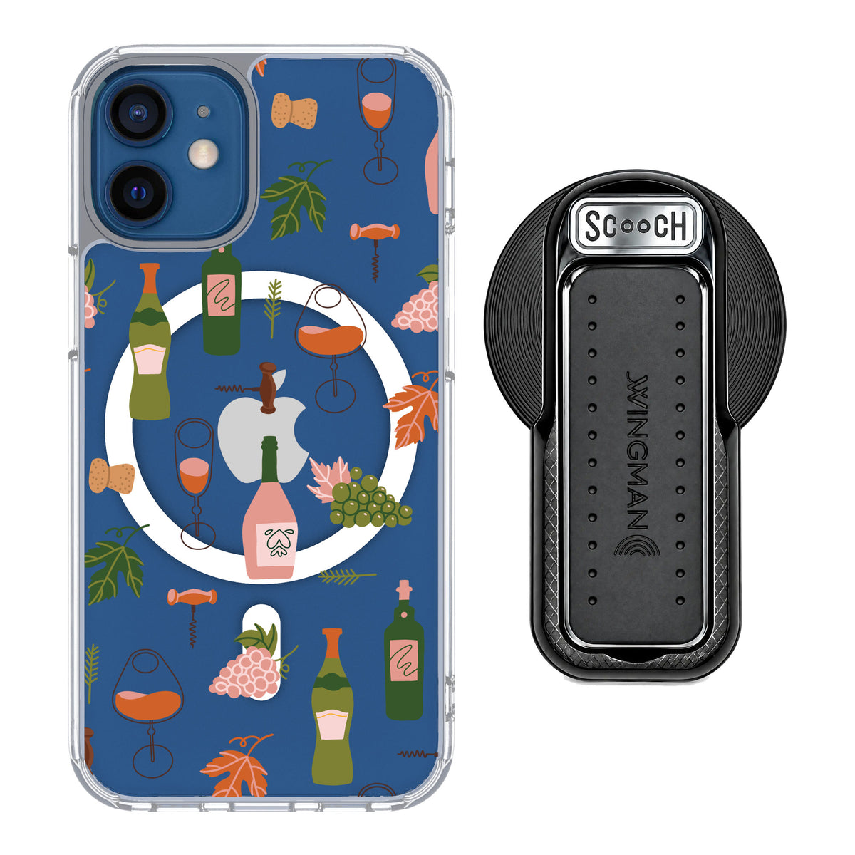 Scooch MagCase Vino Vibes for iPhone 12 mini — MagSafe Wingback Bundle - Black