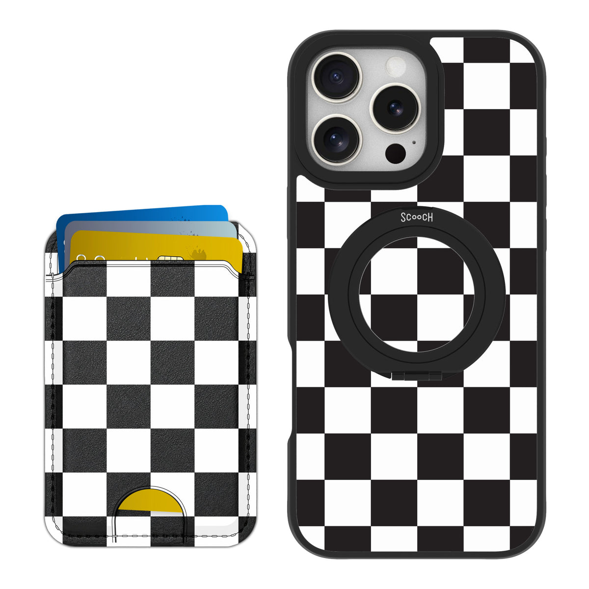 Scooch MagCase Checkered for iPhone 16 Pro Max — Matching MagWallet Bundle