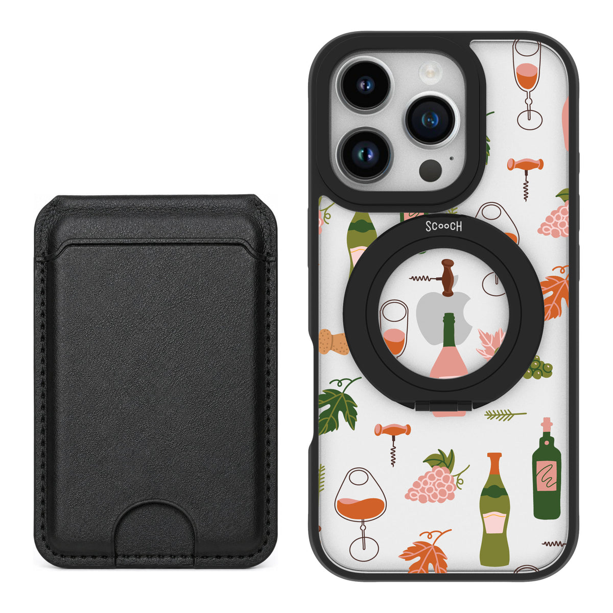 Scooch MagCase Vino Vibes for iPhone 16 Pro — Black MagWallet Bundle