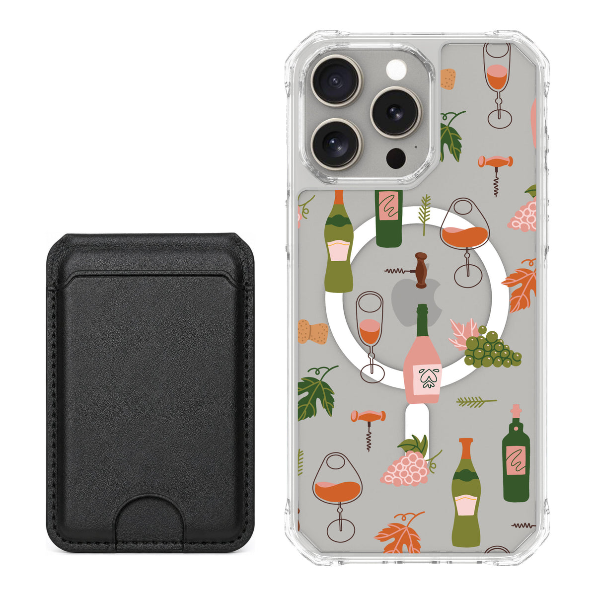 Scooch MagCase Vino Vibes for iPhone 15 Pro Max — Black MagWallet Bundle
