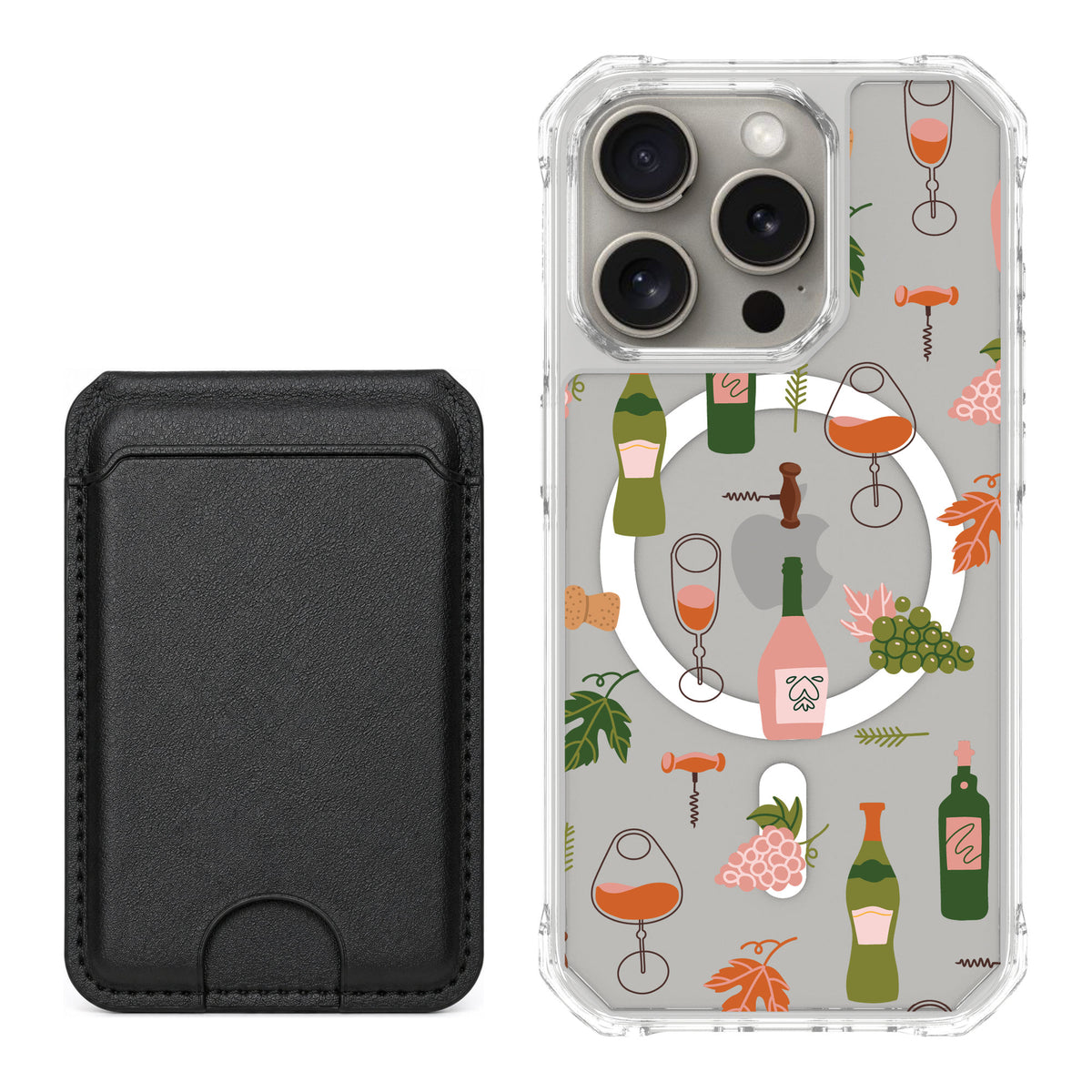 Scooch MagCase Vino Vibes for iPhone 15 Pro — Black MagWallet Bundle