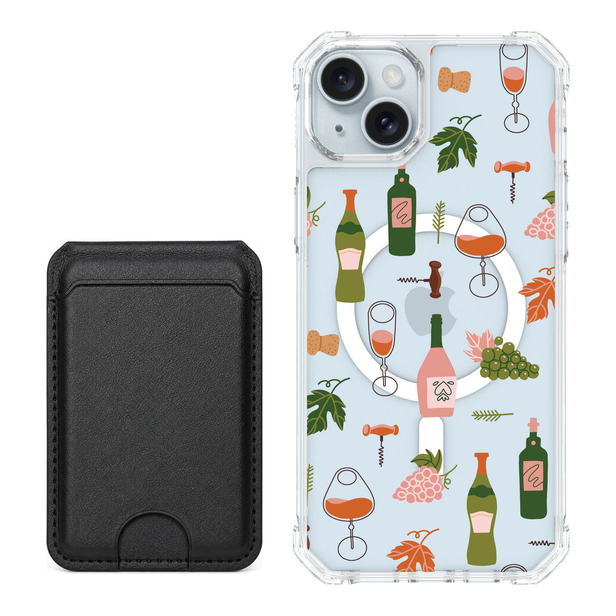 Scooch MagCase Vino Vibes for iPhone 15 Plus — Black MagWallet Bundle