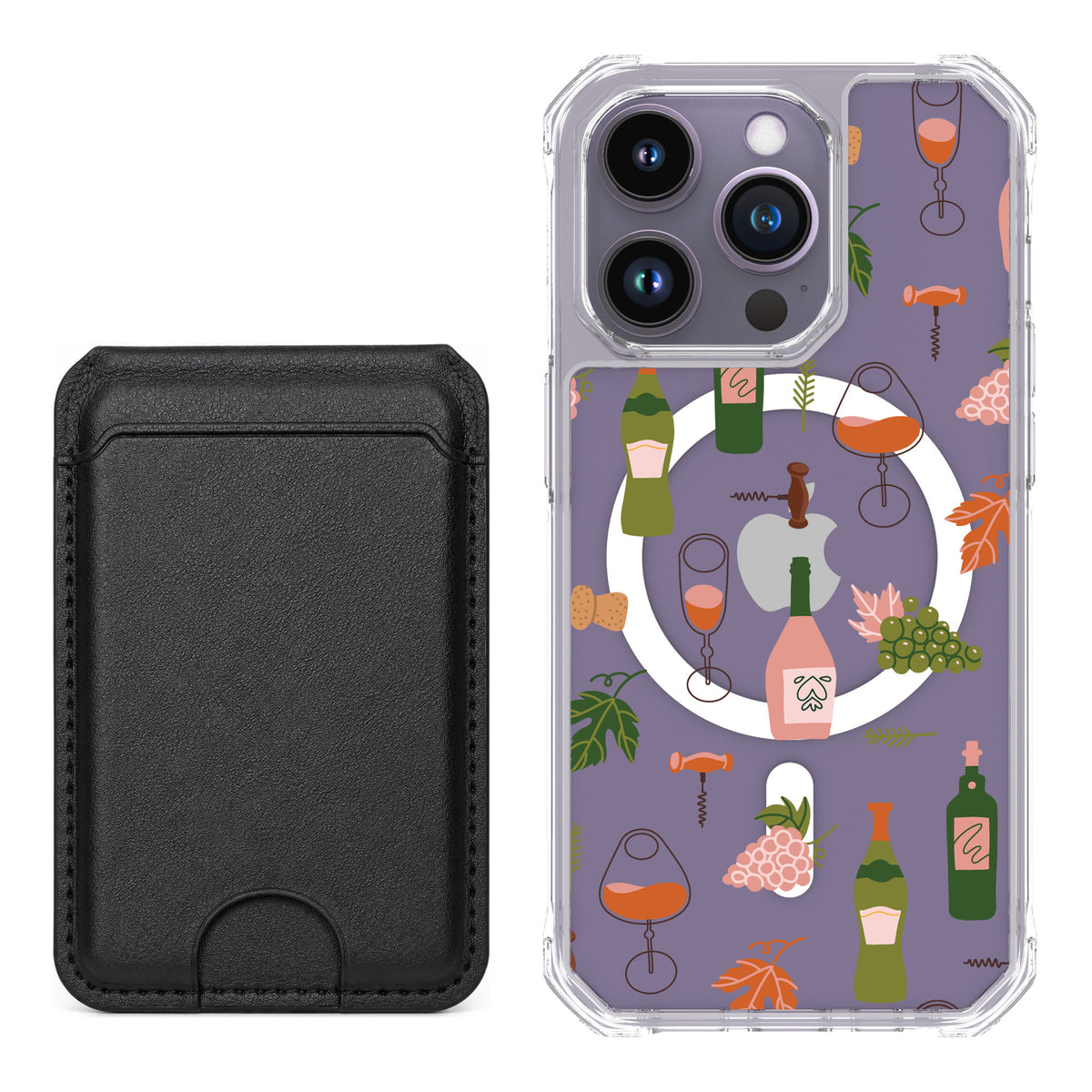 Scooch MagCase Vino Vibes for iPhone 14 Pro — Black MagWallet Bundle