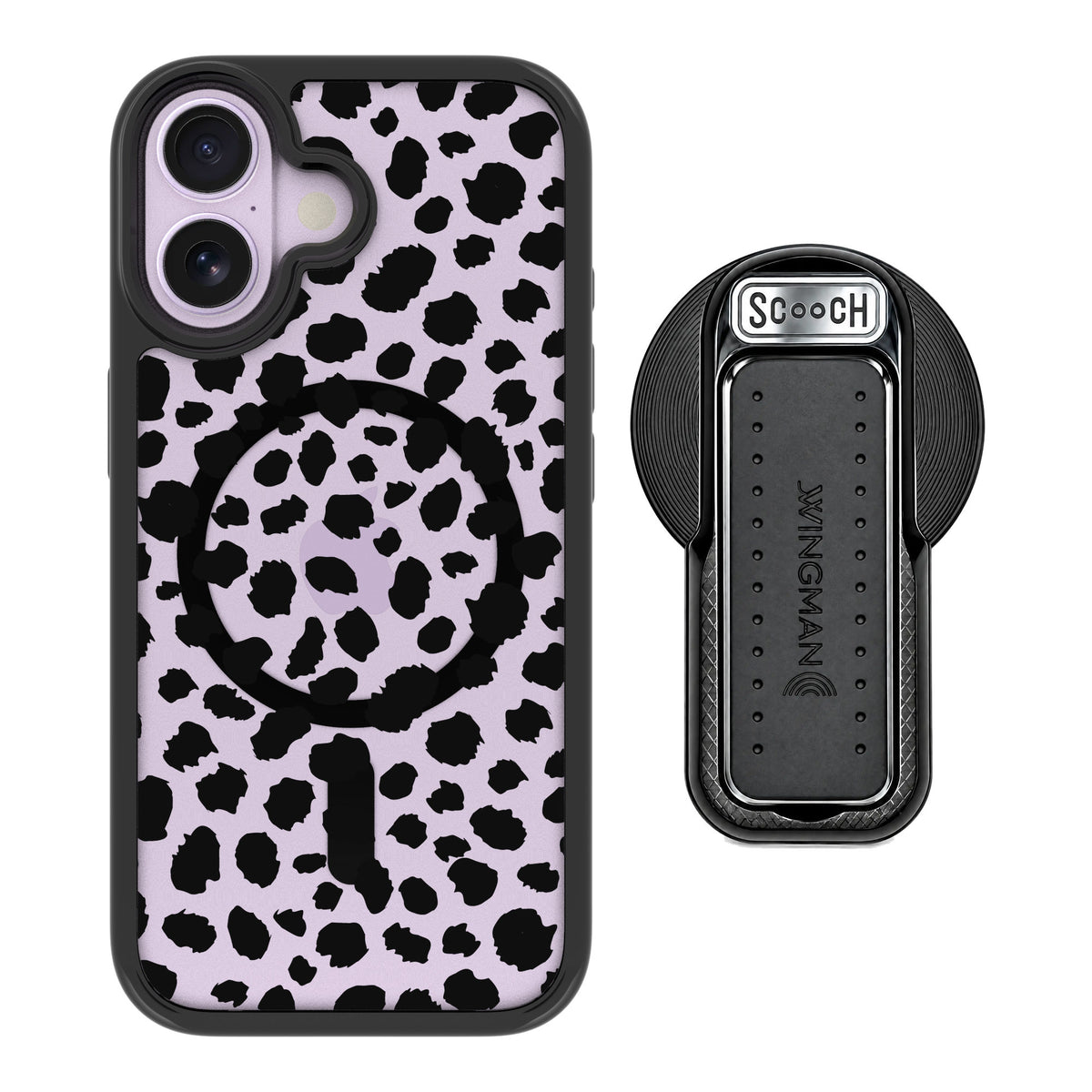 Scooch MagCase Black Leopard for iPhone 17 — MagSafe Wingback Bundle - Black