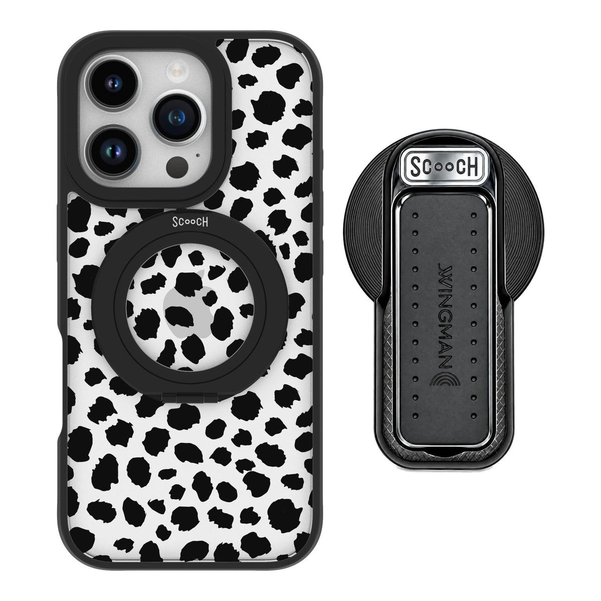 Scooch MagCase Black Leopard for iPhone 16 Pro — MagSafe Wingback Bundle - Black
