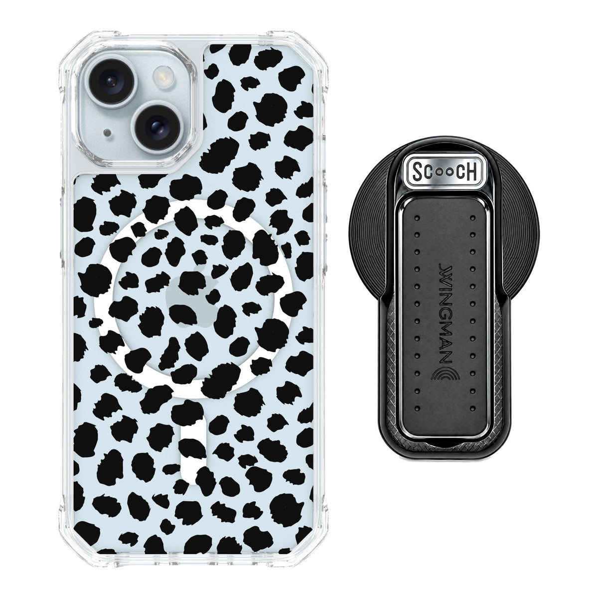 Scooch MagCase Black Leopard for iPhone 15 — MagSafe Wingback Bundle - Black