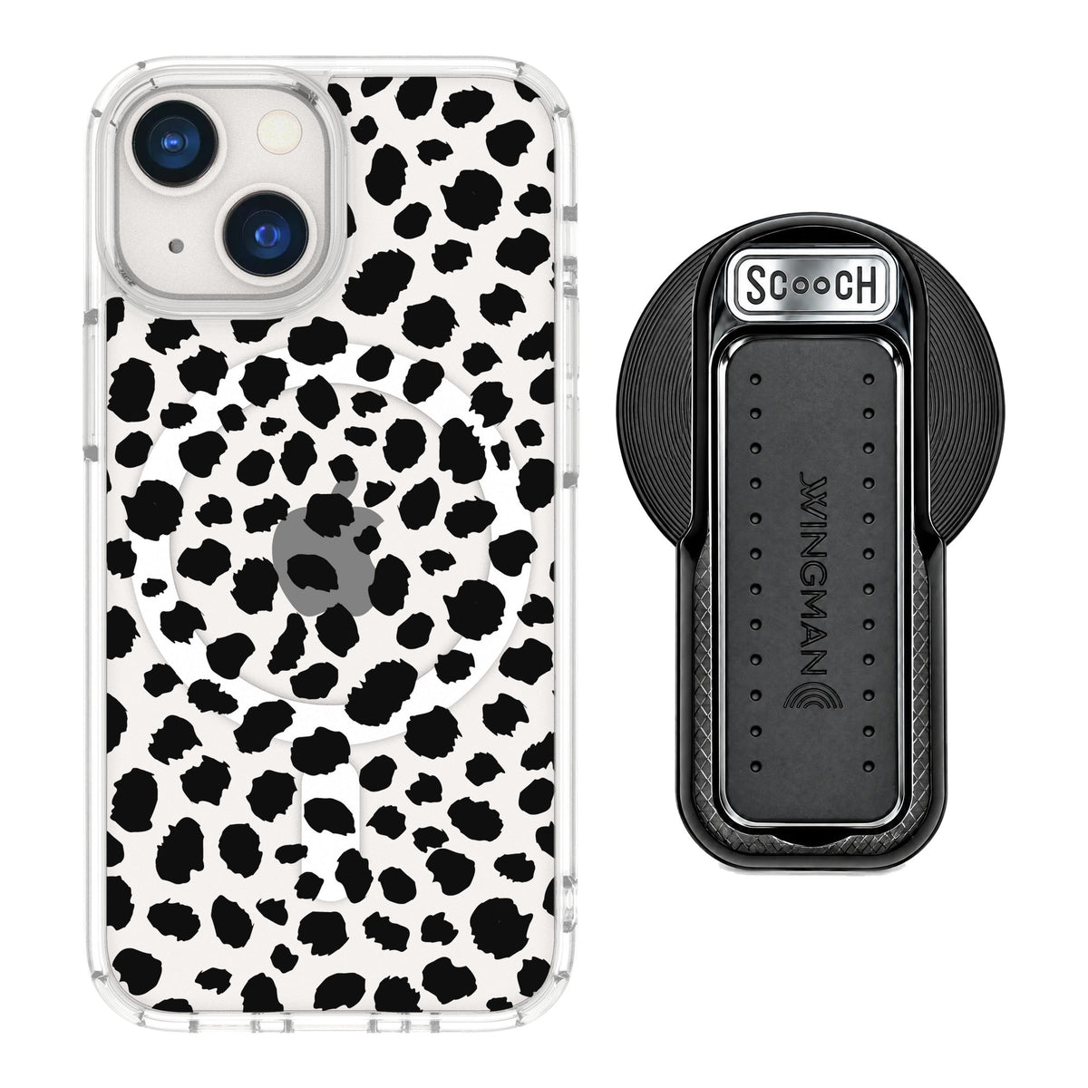Scooch MagCase Black Leopard for iPhone 13 mini — MagSafe Wingback Bundle - Black