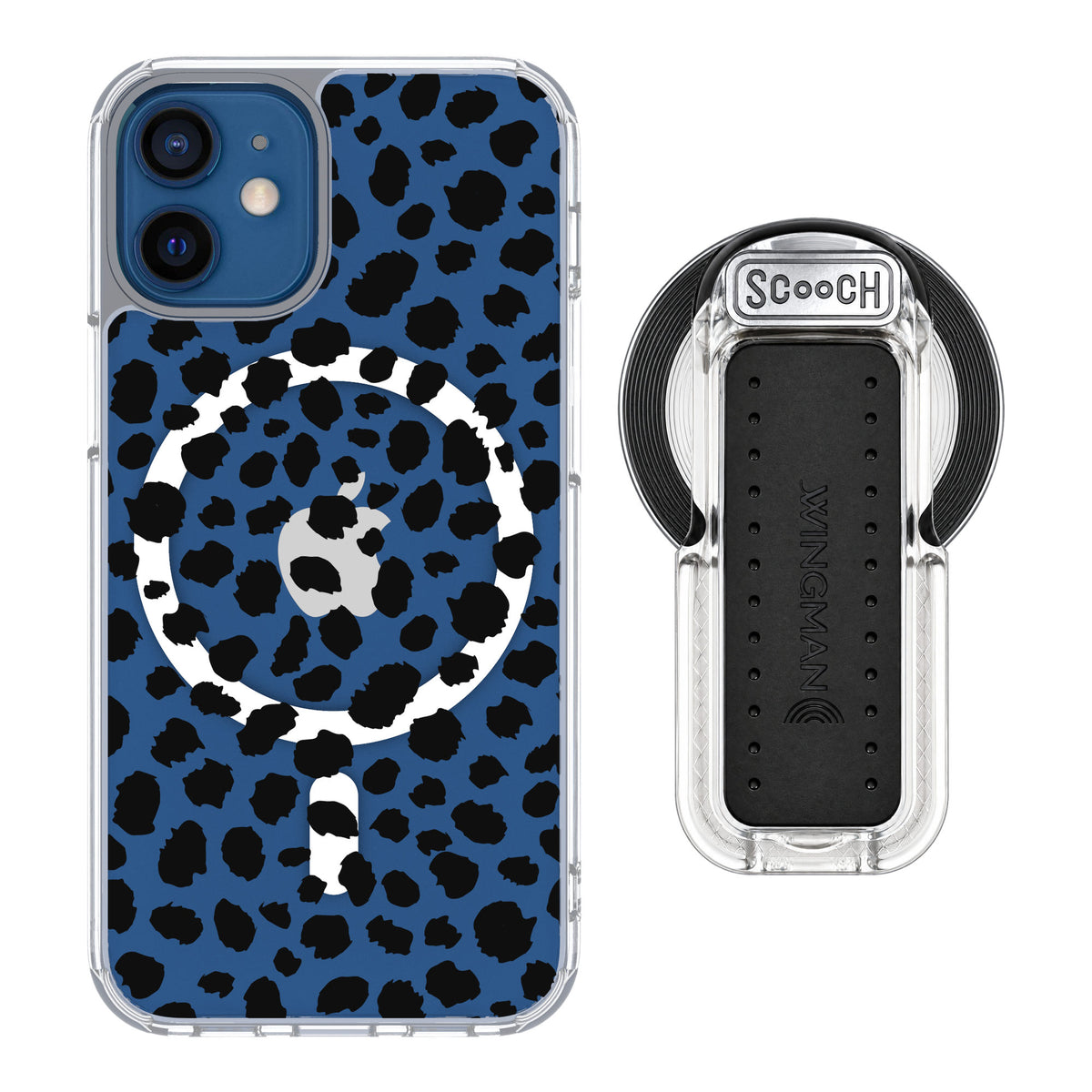 Scooch MagCase Black Leopard for iPhone 12 mini — MagSafe Wingback Bundle - Clear