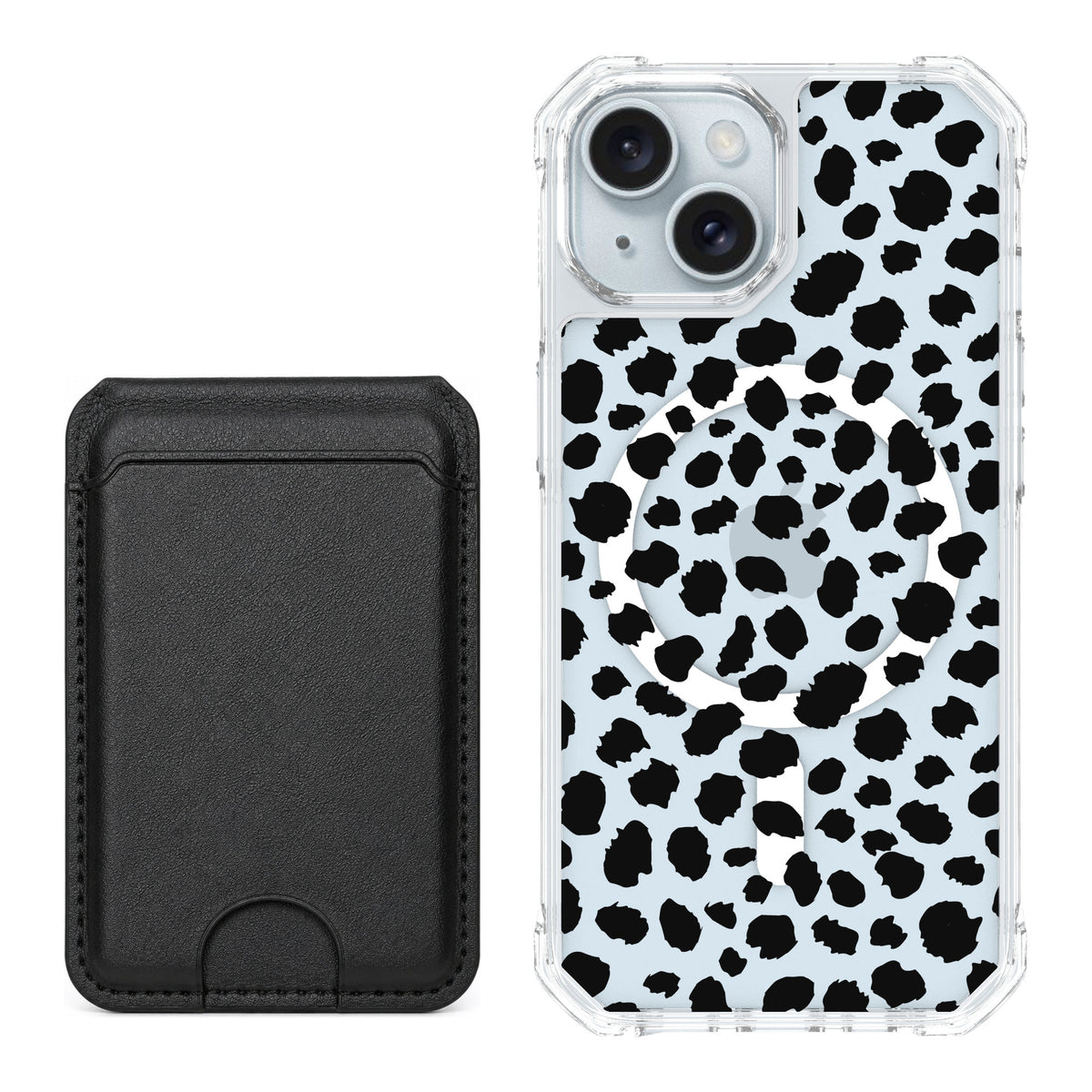 Scooch MagCase Black Leopard for iPhone 15 — Black MagWallet Bundle