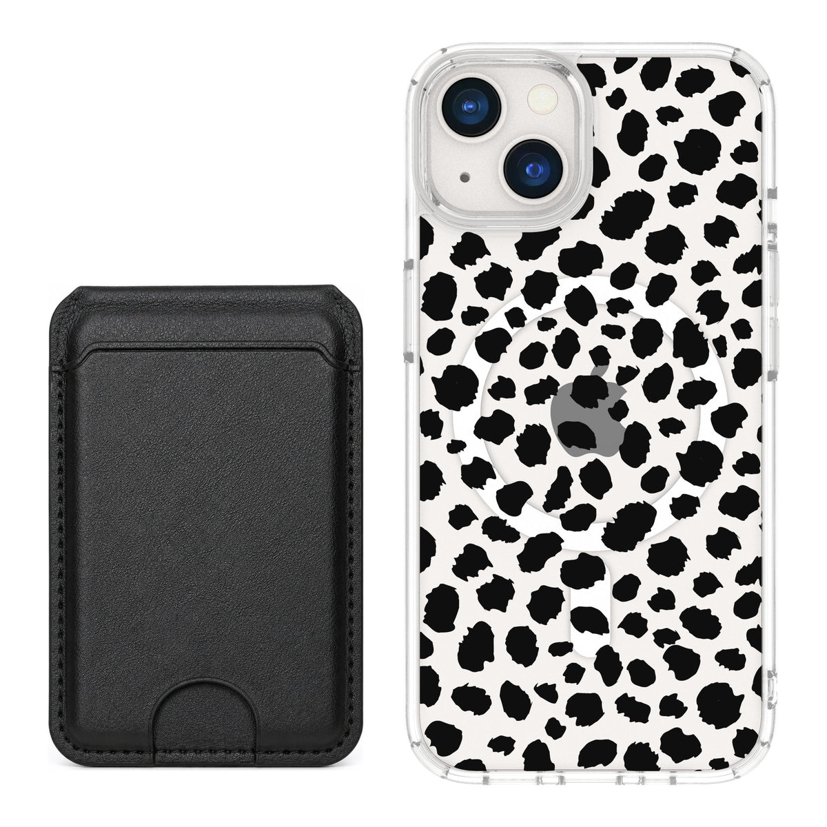 Scooch MagCase Black Leopard for iPhone 13 — Black MagWallet Bundle