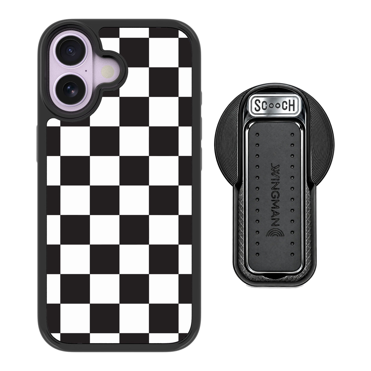 Scooch MagCase Checkered for iPhone 17 — MagSafe Wingback Bundle - Black