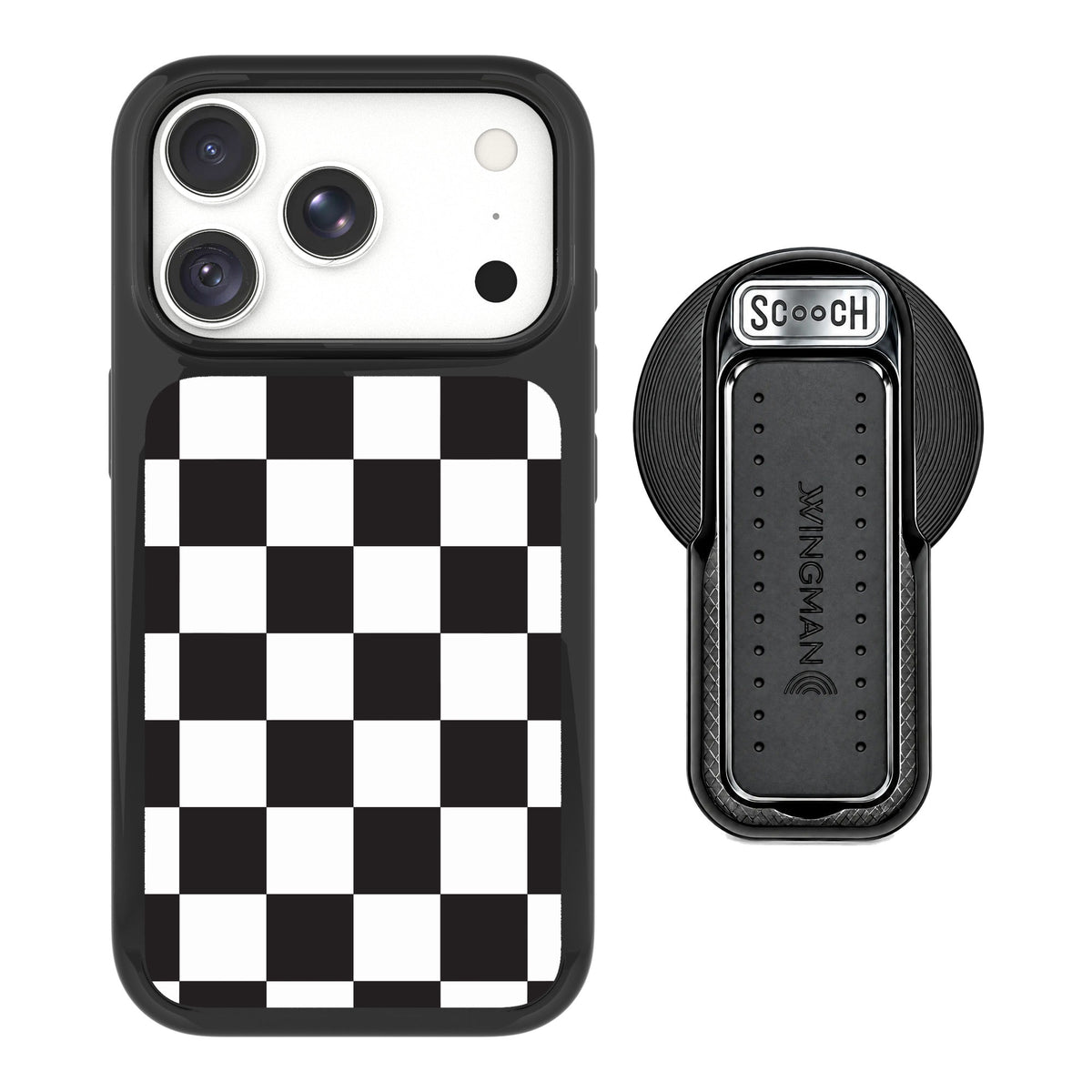 Scooch MagCase Checkered for iPhone 17 Pro Max — MagSafe Wingback Bundle - Black