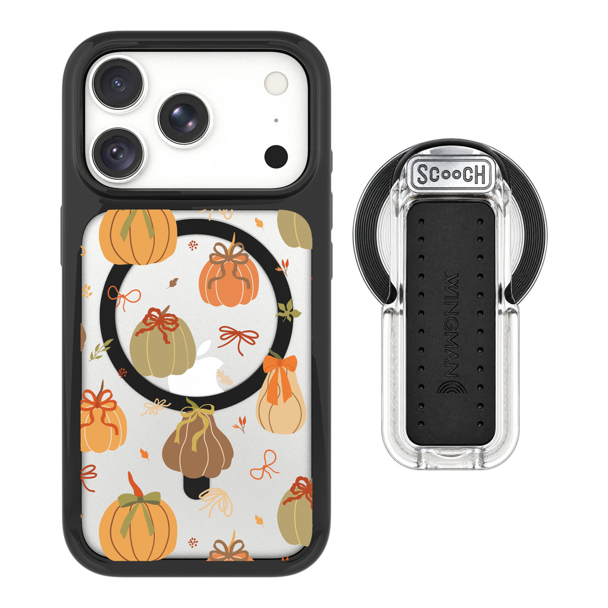 Scooch MagCase Pretty Pumpkins for iPhone 18 Pro Max — MagSafe Wingback Bundle - Clear