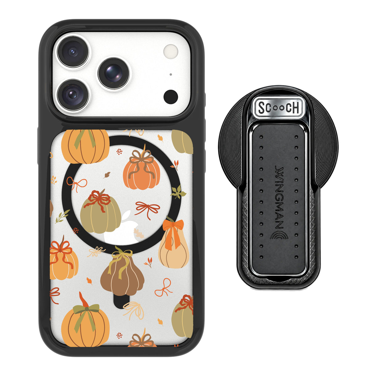 Scooch MagCase Pretty Pumpkins for iPhone 18 Pro Max — MagSafe Wingback Bundle - Black