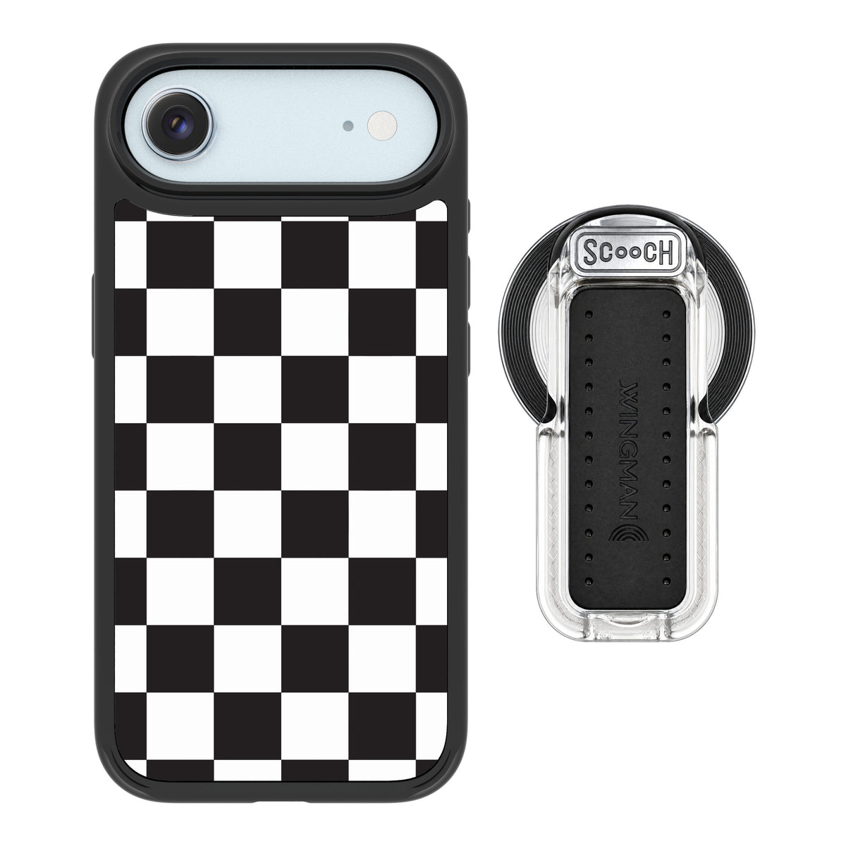 Scooch MagCase Checkered for iPhone Air — MagSafe Wingback Bundle - Clear