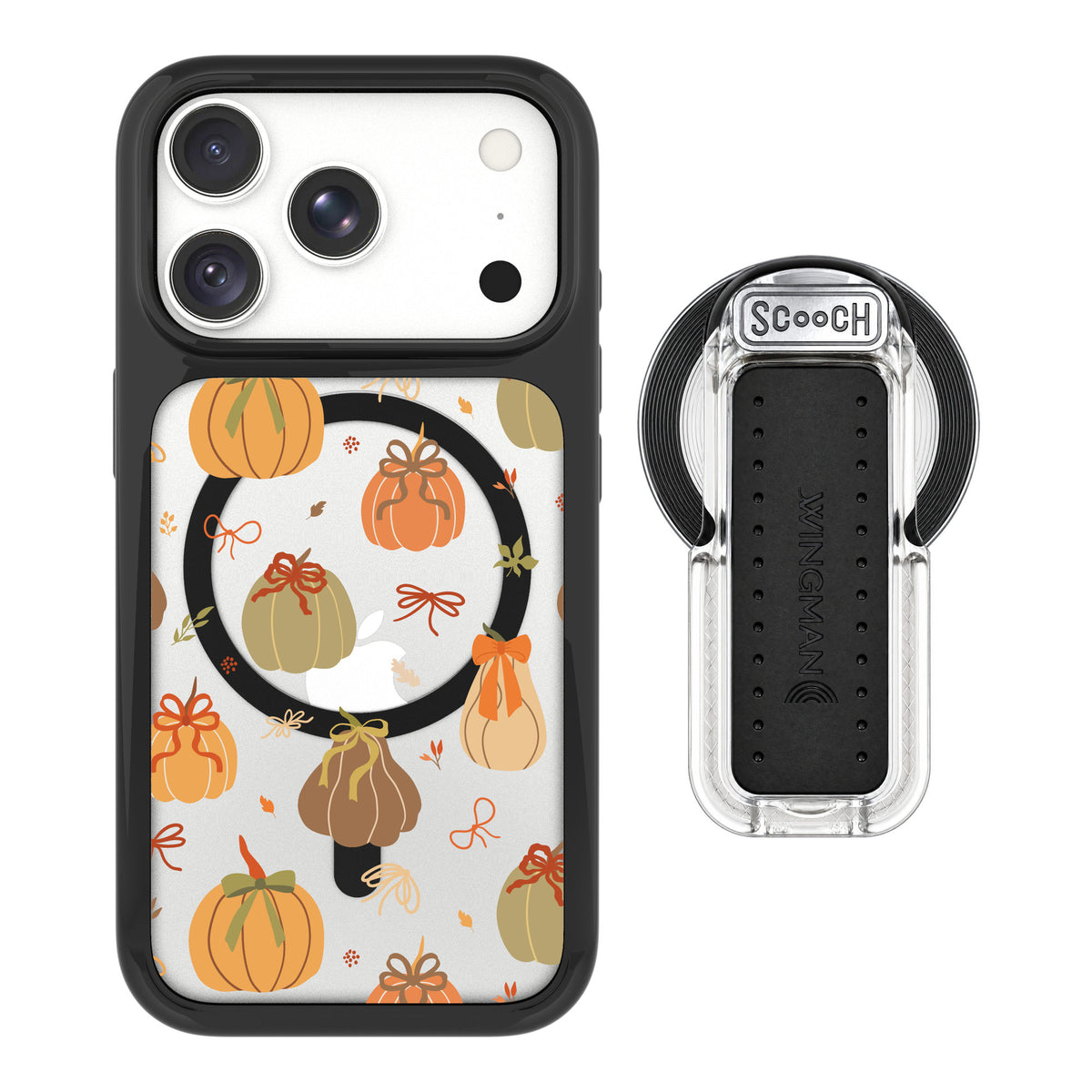Scooch MagCase Pretty Pumpkins for iPhone 18 Pro — MagSafe Wingback Bundle - Clear