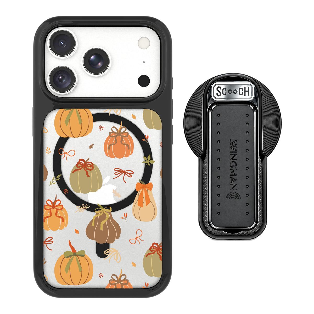 Scooch MagCase Pretty Pumpkins for iPhone 18 Pro — MagSafe Wingback Bundle - Black